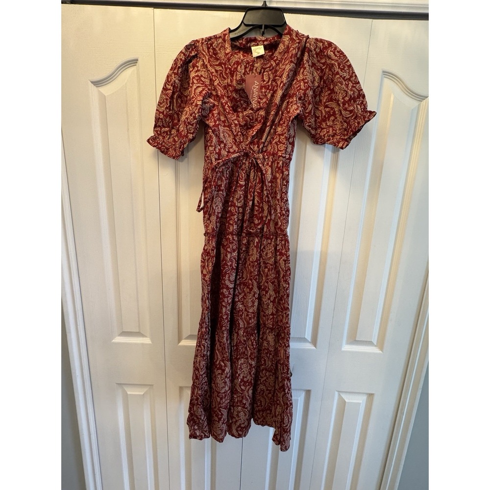 Ananya Womens Mid Sleeve Paisley Floral Dress. Summer Maxi. NWT Sz M.